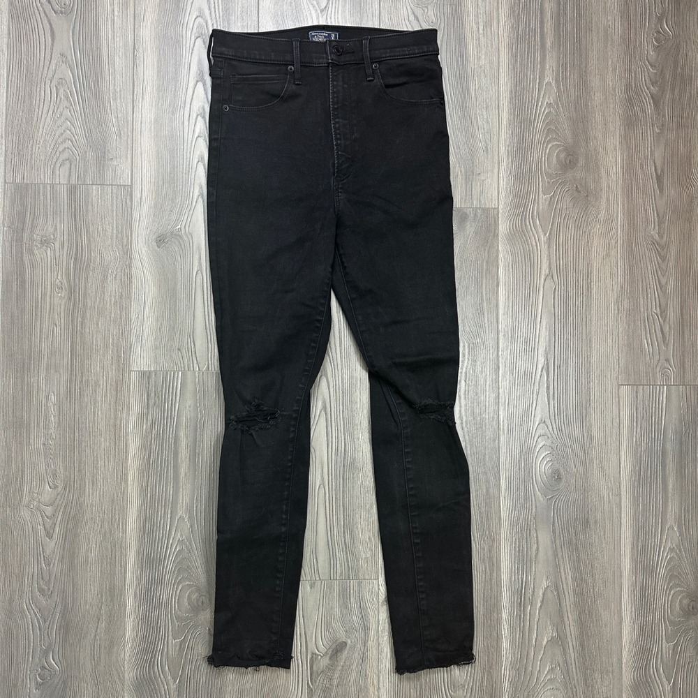 Abercrombie Black Distressed Ultra High Rise Super Skinny Jeans - SIZE 28 Grunge